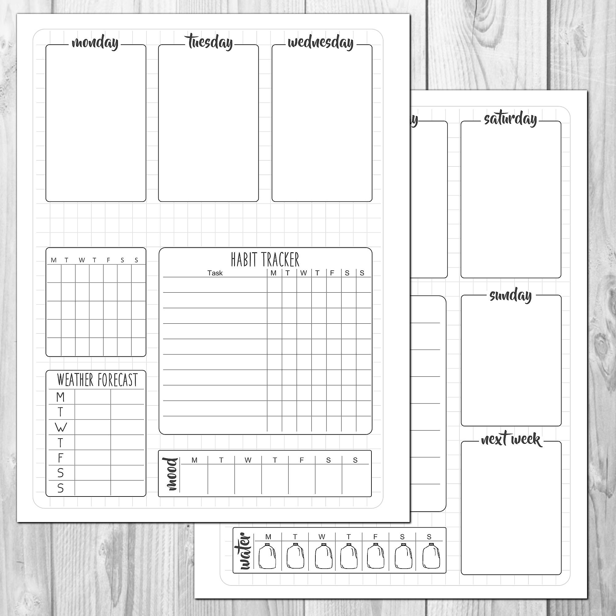 Bullet Journal Weekly Planner Printable V2 Instant Download | Etsy