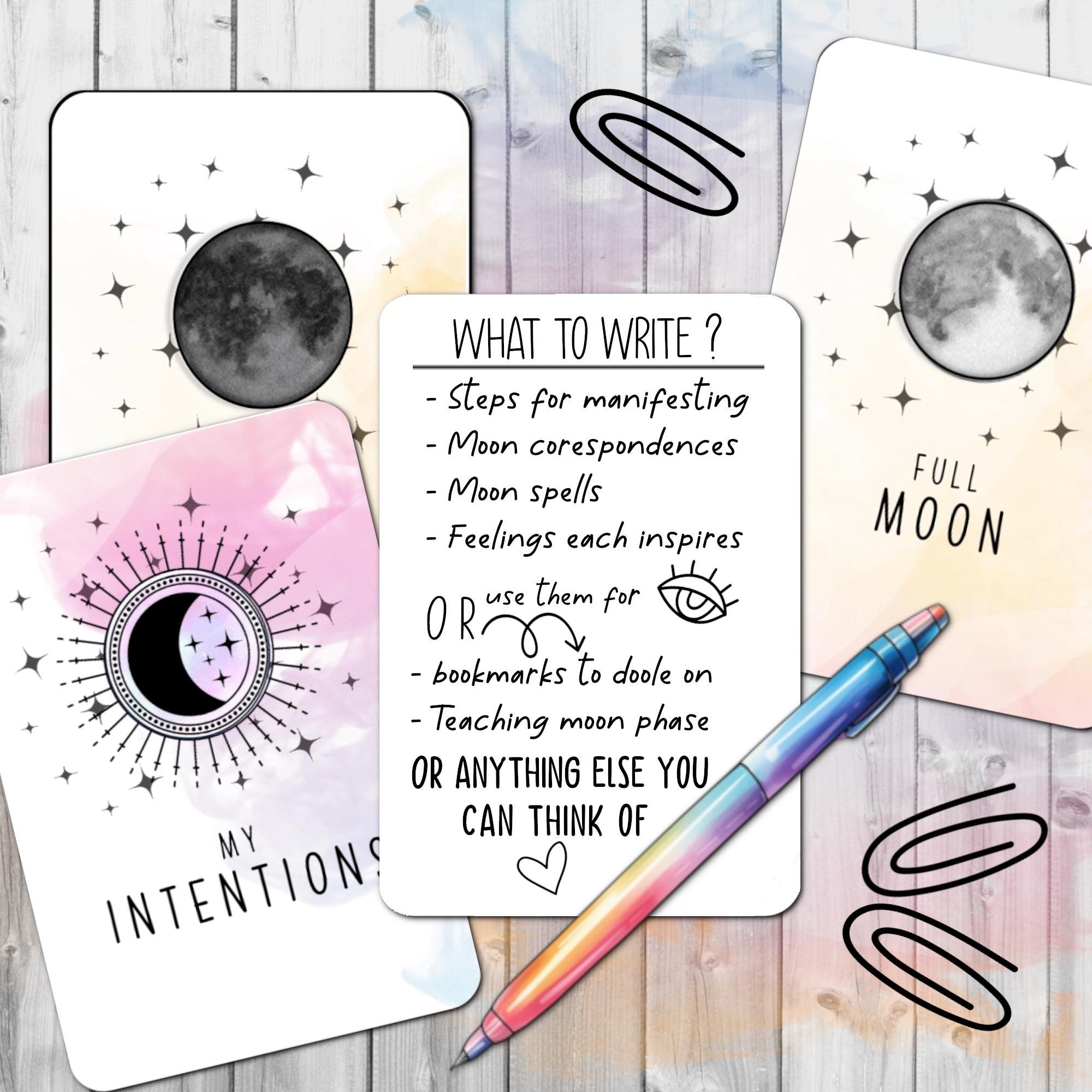 Rainbow Moon Cards | DIY Journaling Notecards | Moon Phase | Monthly ...