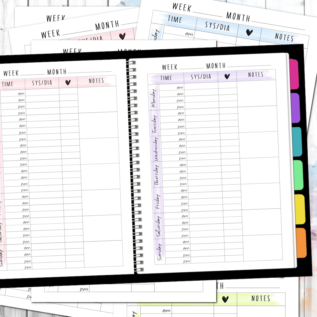 Simple Weekly Blood Pressure Printable Log | High BP Tracker Template ...
