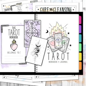 Das ultimative Tarot-Journal | Arbeitsblätter für das Studium | Bedeutung & Entsprechung Spickzettel | Mehrere Kartenlayouts | Aufführungen | Druckbare Aufkleber
