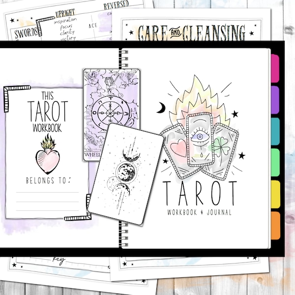 The Ultimate Tarot Journal | Study Worksheets | Meaning & Correspondence Cheatsheets | Multiple Card Layouts | Prompts | Printable Stickers