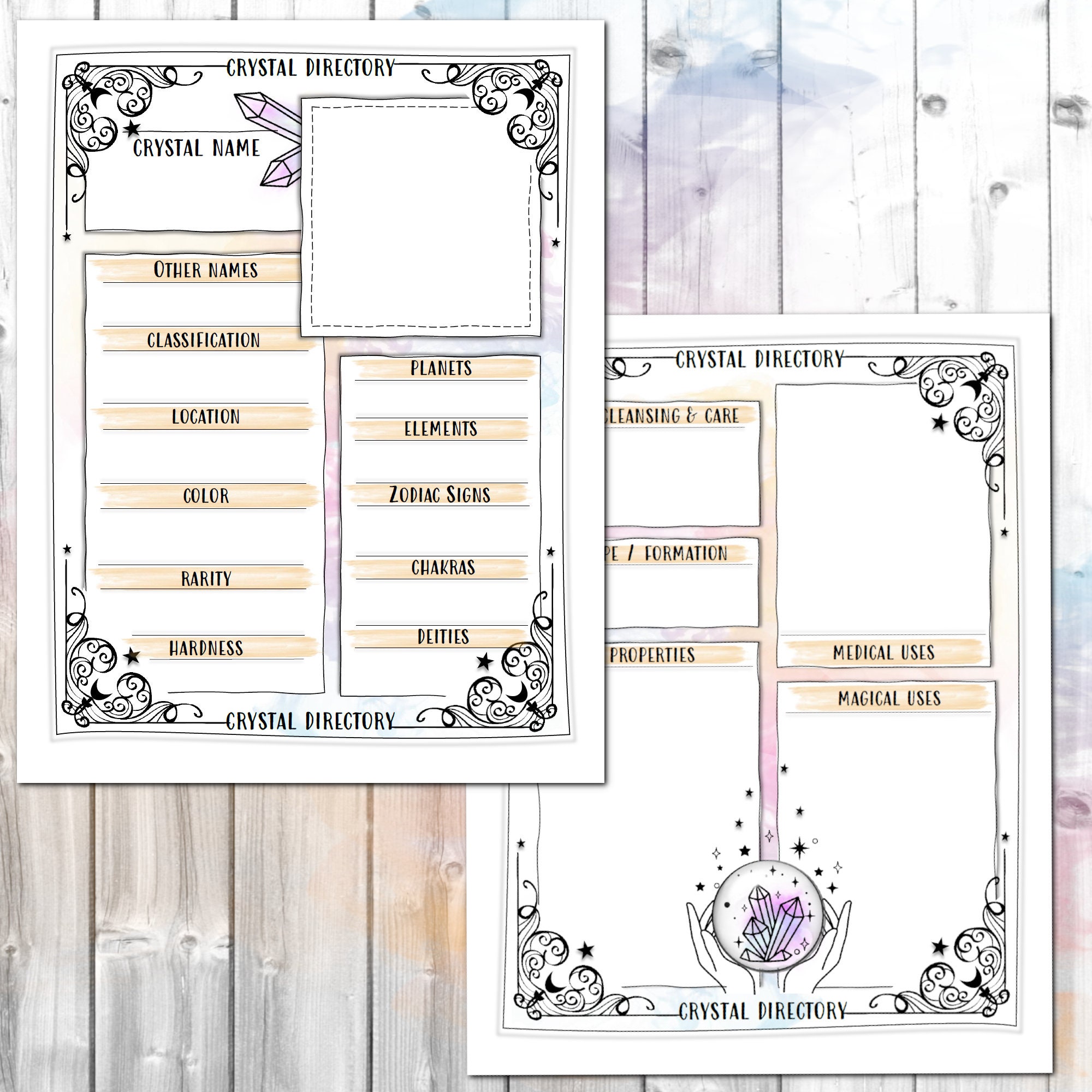 Crystal Worksheet | Blank Grimoire Page | Magic | Witchcraft Basics ...