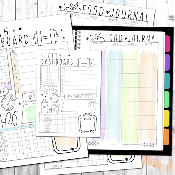 Weekly Health and Fitness Planner | Food Journal | Water Tracker | Workout Tracker | Sleep Tracker | Weight Tracker | Weekly Goals | PDF
