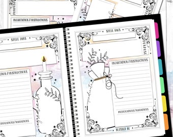 Spell book pages 2 / Mystic Smoke Grimoire / Spell jars  / Bags / Witch Balls / Simmer Pots / Book of shadows printable pages