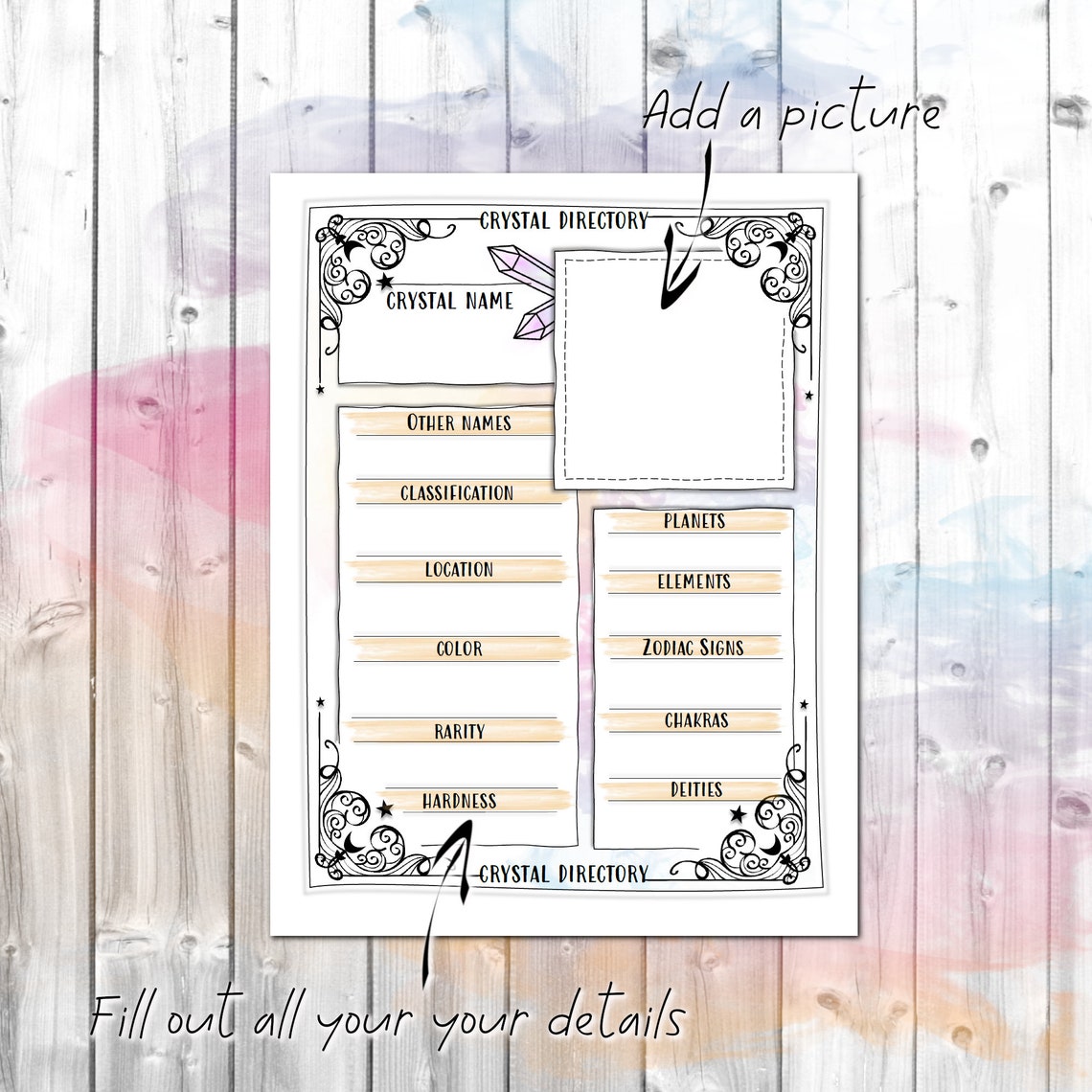 Crystal Worksheet | Blank Grimoire Page | Magic | Witchcraft Basics ...