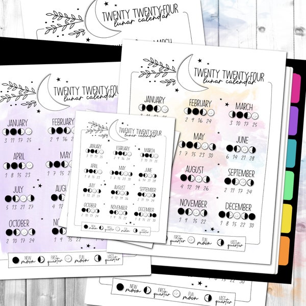 2024 Lunar Calendar, Moon Phase Planner, Monthly Lunar Cycle, Moon Magic, Manifesting With The Moon, Mystic Smoke Grimoire, Printable PDF
