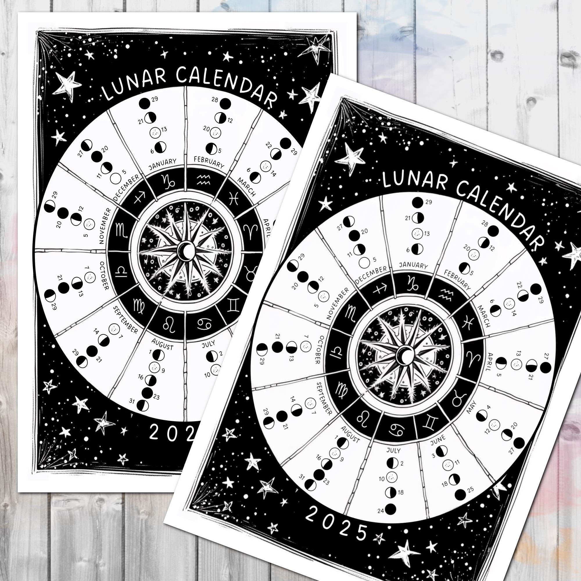 2025 Lunar Calendar Northern Hemisphere | Simple Moon Phase Calendar ...