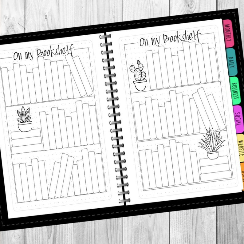 bullet journal reading printable set dot grid undated etsy
