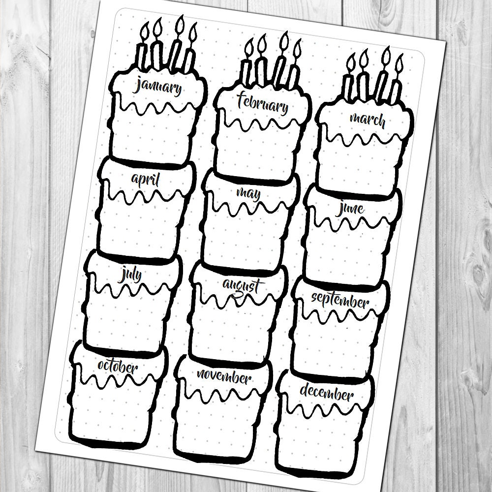 Birthday Tracker Cake Log Journal Agenda Planner - Etsy