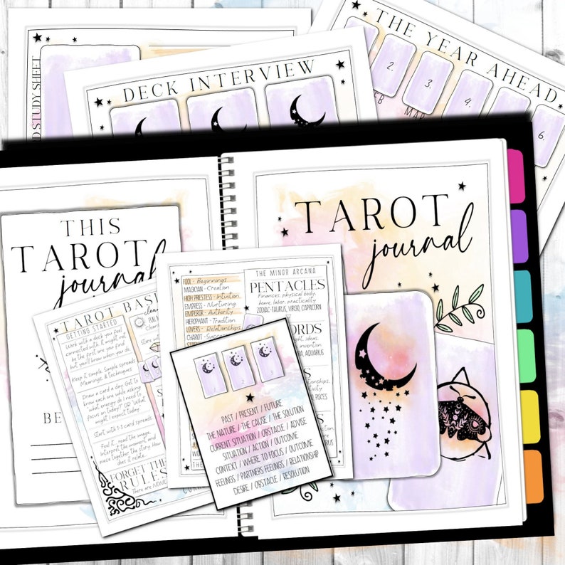 Tarot Journal | Tarot Spreads | Tarot Workbook | Tarot Diary | Card Reading | Study Sheets | Worksheets | Mystic Smoke Grimoire | PDF 