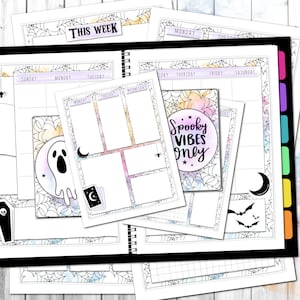 Spooky All Year Undated Planner Kit, Monthly Calendar, Weekly Plan, Daily Agenda, Witchy Planner, Gothic Pastel, Watercolor, Cute Printable