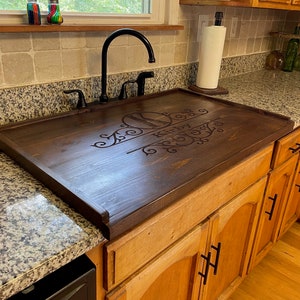 Sink Cover / Hand Made / Solid Wood / Dark Walnut 