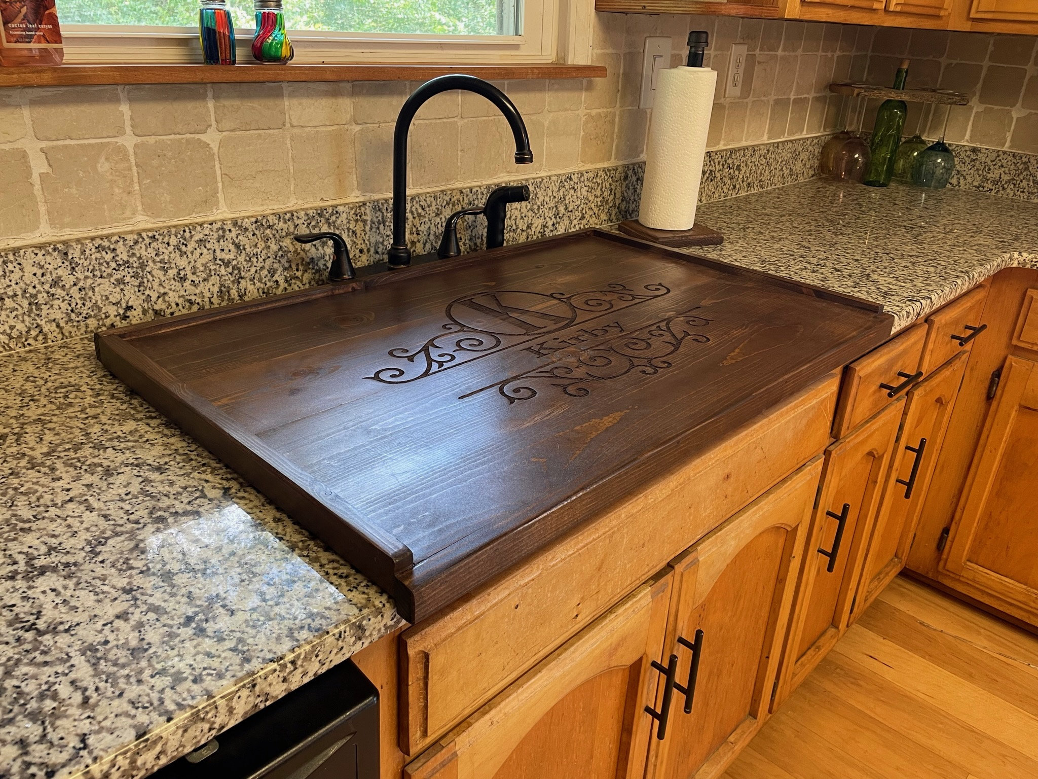 Sink Cover / Hand Made / Solid Wood / Dark Walnut