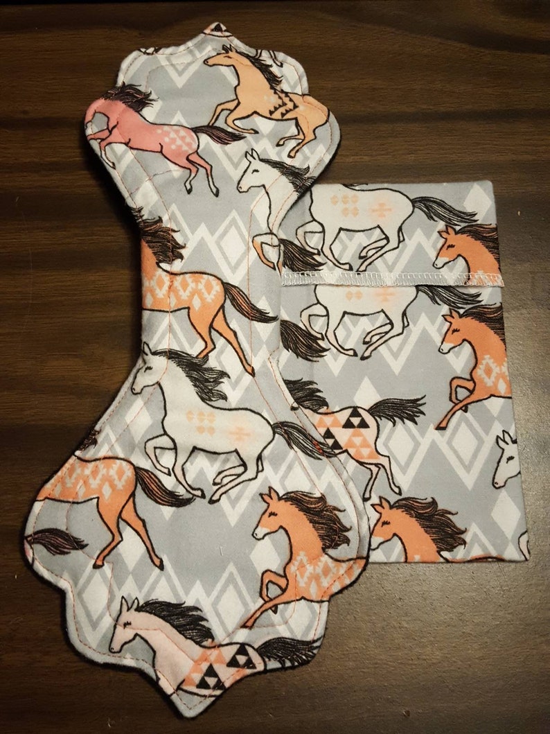 13 Cloth Menstural Pad Set w Pad Wrapper Heavy Absorbancy Mama Cloth RUMPs