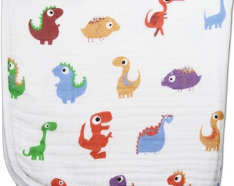 Muslin Baby Blanket & Gift Bag - Dinosaurs -  Double Layer 100% Cotton Muslin with Seam - BRAND NEW - Baby Shower Gift