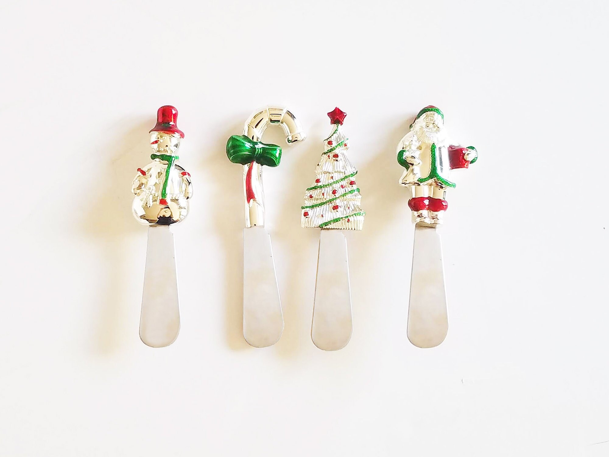 CHRISTMAS Spreader Knife Set 4 Stainless Steel Table Serving Etsy