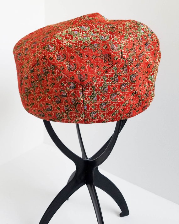 Neiman Marcus 1960s Pillbox Hat  - Oriental Red T… - image 3