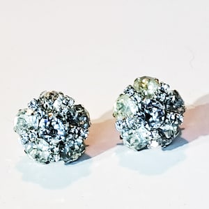 Kramer of NY Diamond Cut Crystal Rhinestone Earrings - Elegant, Formal Silver Tone Ear Clips, Vintage 1950, Estate, In Very Good Condition