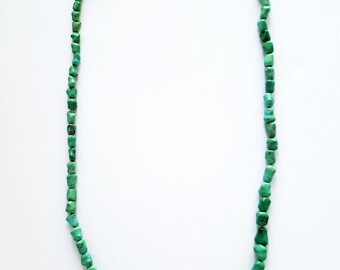 Genuine Turquoise Bead Necklace - Graduated Gemstones from Taos New Mexico, 32" Long Strand, New Condition