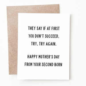 Funny Mothers Day Card, Middle Child Card for Mom