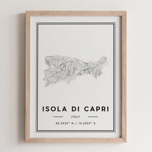 Impresión de póster con el mapa moderno de Capri
