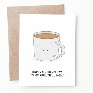 Carte drôle de fête des mères de café, cadeau de fête des mères pour la maman de la fille ou du fils