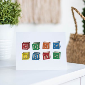 Funny Baby Blocks Baby Shower Card, Building Blocks Congrats New Baby Shower Gift image 3