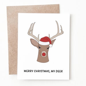 Carte de Noël drôle de renne, cadeau de Noël de vacances de Rudolph pour lui ou elle