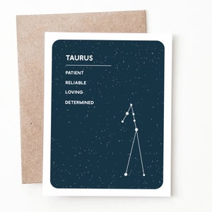 Carte de voeux du zodiaque taureau, cadeau astrologie pour lui ou elle