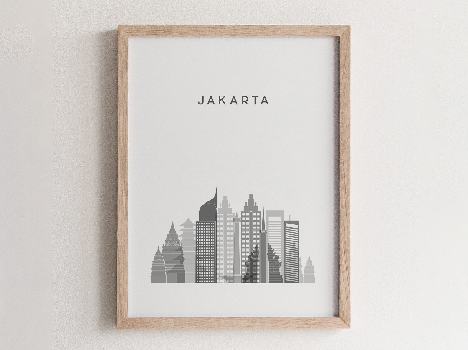 Jakarta City Skyline Poster Indonesia Landmark Art Print Etsy