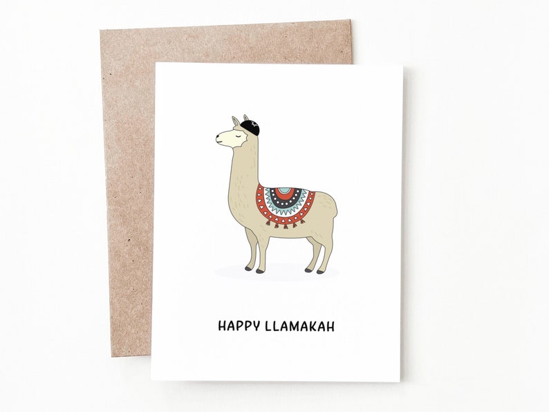 Funny Hanukkah Card, Llama Hanukkah Gift Card image 1