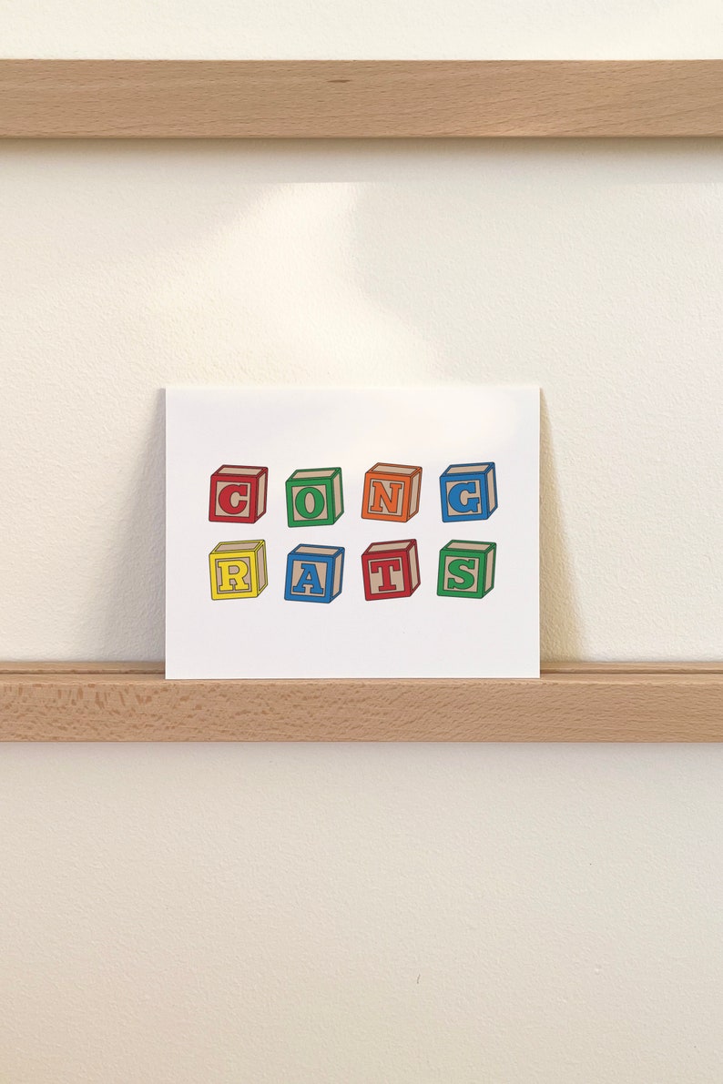 Funny Baby Blocks Baby Shower Card, Building Blocks Congrats New Baby Shower Gift image 2