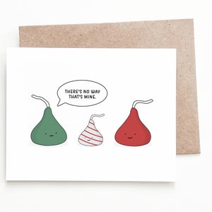 Carte de Noël drôle de baiser de chocolat, cadeau de Noël de vacances de chocolat pour lui ou elle