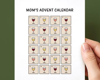 Mom's Wine Advent Calendar Christmas Card