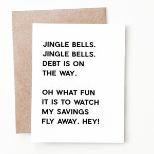 Carte de Noël drôle de Jingle Bells, cadeau de Noël fait main drôle pour lui ou elle