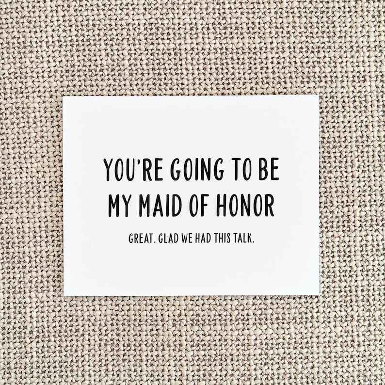 Funny Maid of Honor Card Maid of Honor Proposal Wedding Gift Etsy