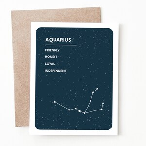 Carte de voeux du zodiaque Verseau, cadeau astrologie pour lui ou elle