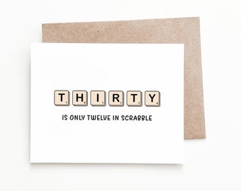 Funny 30th Birthday Card, Scrabble Birthday Gift