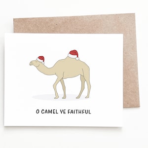 Divertente biglietto di Natale con cammello, regalo di Natale per lui o per lei