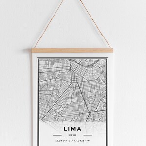 Lima Map Poster Print, Modern Lima Street Map Decor - Etsy