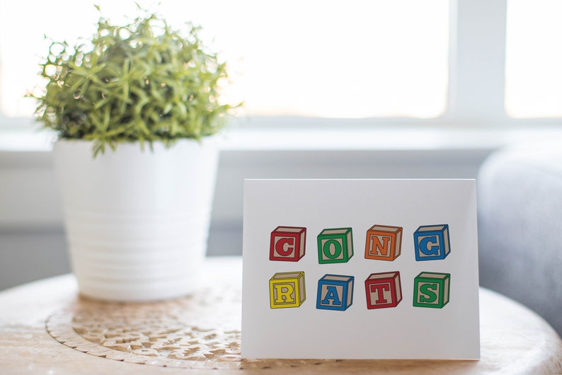 Funny Baby Blocks Baby Shower Card, Building Blocks Congrats New Baby Shower Gift image 9