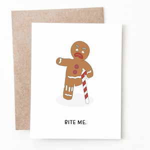 Carte de Noël drôle, carte-cadeau de Noël de bonhomme de pain d'épice