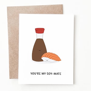 Funny Anniversary Card for Sushi Lover, Soy Sauce Anniversary Gift for Boyfriend or Girlfriend