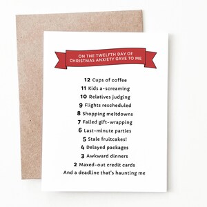 Carte de Noël drôle de 12 jours, cadeau de Noël fait main drôle pour lui ou elle