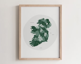 Ireland Country Map Poster, Ireland Travel Art Print