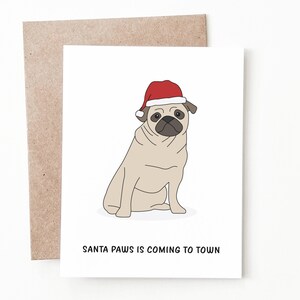 Carte de Noël drôle de carlin, carte-cadeau de Noël de chien pour les amoureux des chiens