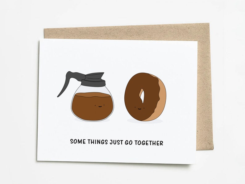 Wedding Gift for Bride and Groom Funny Coffee and Donut Wedding Card