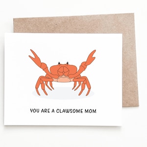 Tarjeta divertida del Día de la Madre con forma de cangrejo, regalo del Día de la Madre para mamá