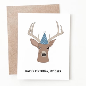 Funny Deer Birthday Card, Nature Birthday Gift for Him or Her