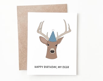 Funny Deer Birthday Card, Nature Birthday Gift for Him or Her
